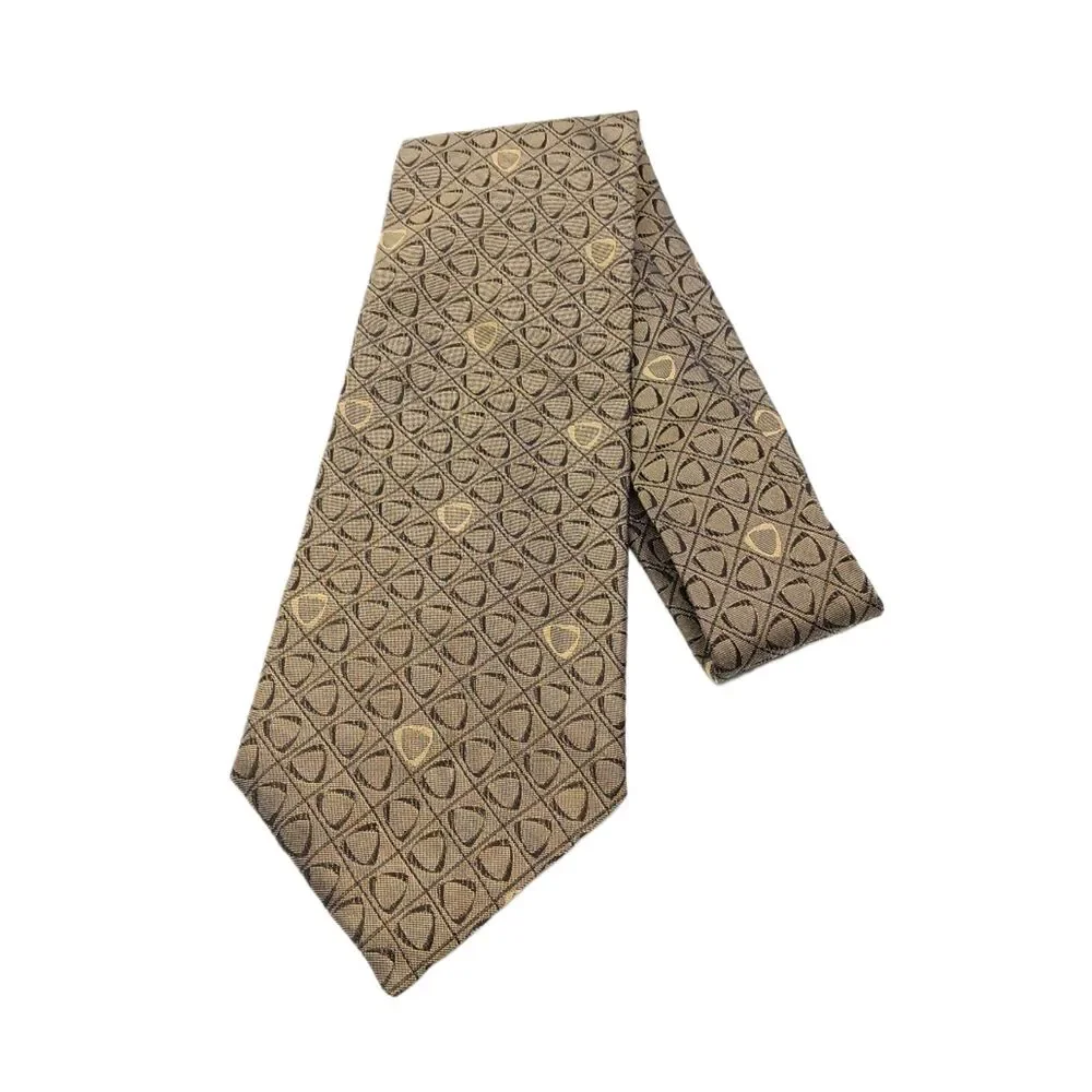 Claiborne Silk Tie Mens 59.5” Olive Green Black Geometric Designer Wide New